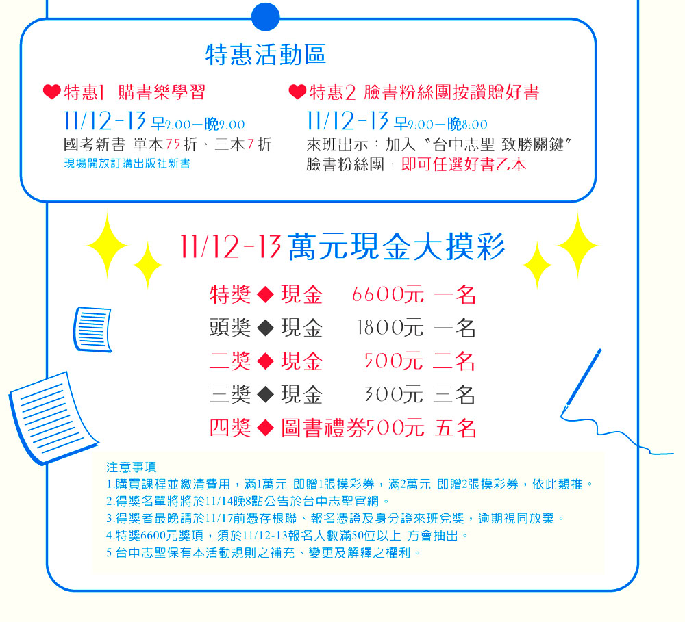 百萬現金摸彩活動，最高獎金6600元