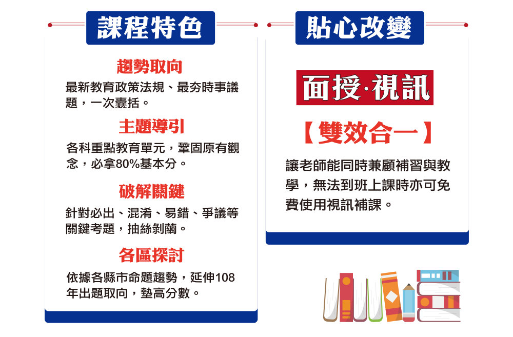 教甄題庫班，面授+視訊雙效合一